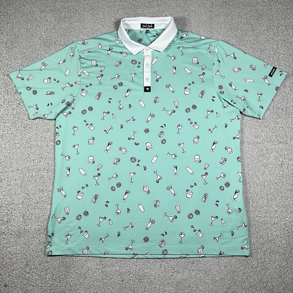 Bad Birdie Polo Mens 2XL Drinks All Over Print Performance 5 PM Somewhere AOP